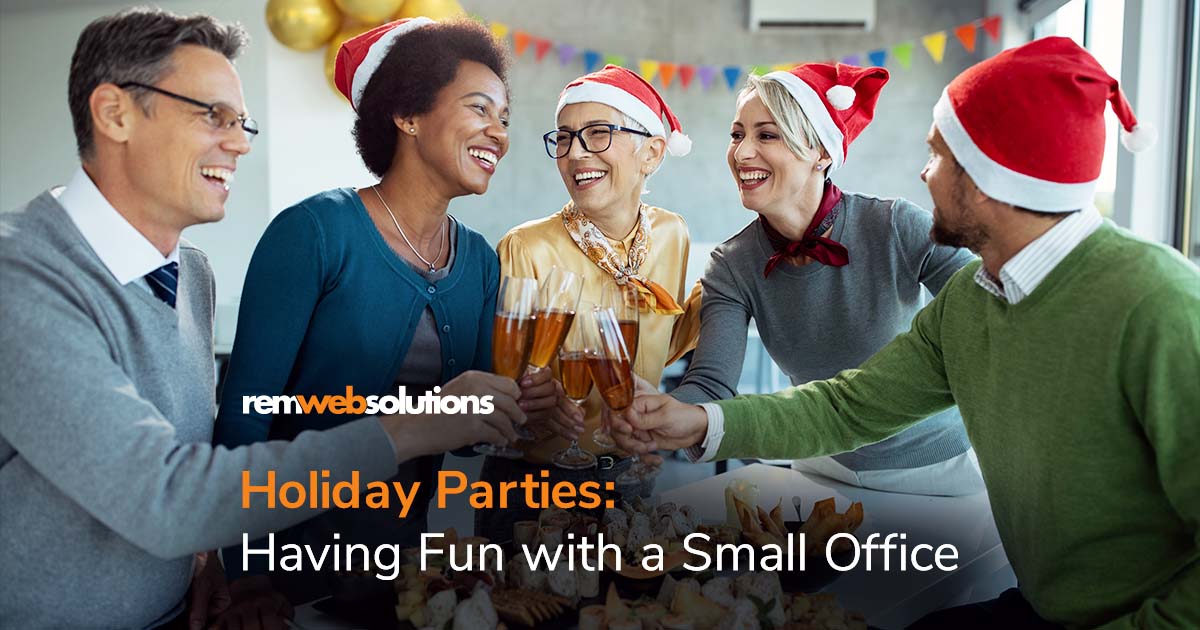 People having fun in a holiday office party